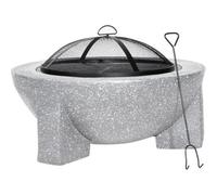 Loops 75Cm Light Grey Round Fire Pit And Bbq Grill For Outdoor Parties And Gardens