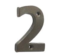 Loops 75mm Beeswax Iron Door Numeral - Number 2 Premium Quality Wall House Sign