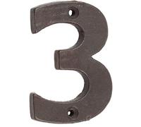 Loops 75mm Beeswax Iron Door Numeral - Number 3 Premium Quality Wall House Sign