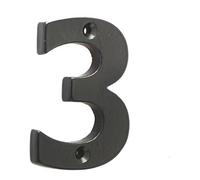 Loops 75mm Matt Black Door Numeral - Number 3 Premium Quality Wall House Sign