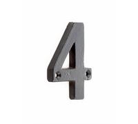 Loops 75mm Matt Black Door Numeral - Number 4 Premium Quality Wall House Sign