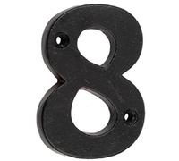 Loops 75mm Matt Black Door Numeral - Number 8 Premium Quality Wall House Sign