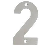 Loops 75mm Satin Stainless Steel Door Numeral - Number 2 Premium Quality Wall House Sign