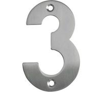 Loops 75mm Satin Stainless Steel Door Numeral - Number 3 Premium Quality Wall House Sign