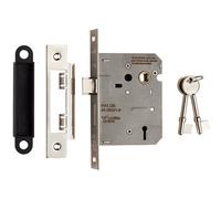 Loops 76mm 3 Lever Contract Sashlock Square Forend Nickel Plated Door Latch