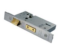 Loops 76mm 3 Lever Sashlock Square Forend Satin Stainless Steel Door Latch in Metallics Loops Metallics