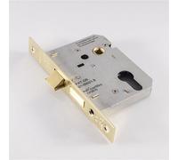 Loops 76mm Contract Euro Profile Sashlock Square Forend Electro Brassed Door Latch