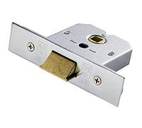 Loops 76mm Flat Mortice Door Security Latch - Fire Door Rated - Satin Chrome