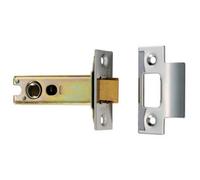 Loops 76mm Heavy Sprung Tubular Door Latch Square Strike Plate & Forend Satin Steel