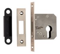 Loops 76mm Residential Euro Profile Deadlock - Satin Nickel Fire Door Rated Lock