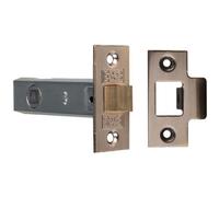 Loops 76mm Standard Tubular Door Latch Square Strike Plate & Forend Florentine Bronze