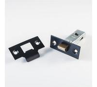 Loops 76mm Standard Tubular Door Latch Square Strike Plate & Forend Matt Black