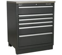 Loops 775mm Heavy Duty Modular Floor Cabinet - 6 Locking Drawers - Steel Construction in Metallics Loops Metallics