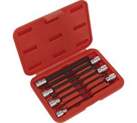 Loops 7pc Ball End Hex Socket Bit Set 3/8" Square Drive 3mm to 10mm - 150mm Long Shaft Loops Multicolor