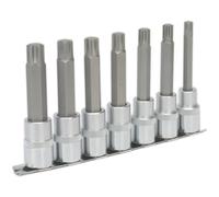 Loops 7pc Ribe Star Socket Bit Set - 1/2" Square Drive - 100mm Long S2 Steel Shafts in Metallics Loops Metallics