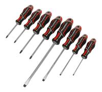 Loops 8 PACK Premium Soft Grip Screwdriver Set - Slotted & Phillips Various Sizes RED Loops Multicolor