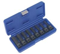 Loops 8 Piece Impact Hex Socket Bit Set - 1/2" Square Drive - Chromoly Steel in Metallics Loops Metallics