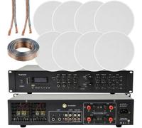 Loops 800W Bluetooth Sound System 8X 100W Slim Ceiling Speaker 4 Zone Matrix Amplifier