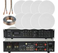800W Bluetooth Sound System 8x 100W Slim Ceiling Speaker 4 Zone Matrix Amplifier