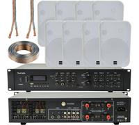 800W Bluetooth Sound System 8x 200W White Wall Speaker 4 Zone Matrix Amplifier