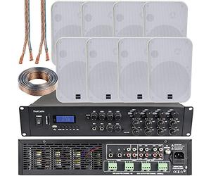 Loops 800W Bluetooth Sound System 8x 200W White Wall Speaker 4 Zone Matrix Amplifier