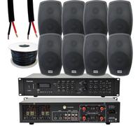Loops 800W Loud Outdoor Bluetooth System 8X 140W Black Speaker Weatherproof Garden Music