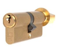 Loops 80mm Euro Cylinder Lock & Thumb Turn - 5 Pin Satin Brass Fire Rated Door Barrel