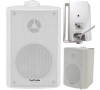 Loops 80W Mini WiFi Stereo Amplifier & 2x 60W 3â€ White Outdoor Wall Speaker System Loops White