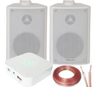 Loops 80W Mini Wifi Stereo Amplifier & 2X 60W White Wall Mounted Speaker Audio System