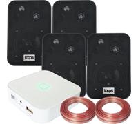 Loops 80W Mini Wifi Stereo Amplifier & 4X 70W Black Wall Mounted Speaker Audio System