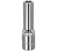 Loops 8mm Forged Steel DEEP Drive Socket - 3/8" Square Drive Polished Chrome Vanadium in Metallics Loops Metallics