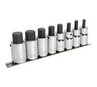 Loops 8pc Hex Socket Bit Set 1/2" Square Drive 6mm to 19mm - 55mm Long Shaft S2 Steel in Metallics Loops Metallics