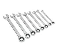 Loops 8pc Slim Handled Combination Spanner Set - 12 Point Imperial Ring Open End Head Loops Multicolor