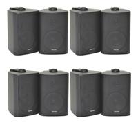 8x 60W 2 Way Black Wall Mounted Stereo Speakers 3" 8Ohm Mini Background Music