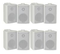8x 60W 2 Way White Wall Mounted Stereo Speakers 3" 8Ohm Mini Background Music