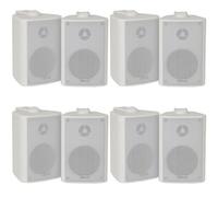 Loops 8X 70W 2 Way White Wall Mounted Stereo Speakers 4 8Ohm Compact Background Music
