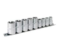 Loops 9 PACK TRX Star Socket Set - 3/8" & 1/2" Square Drive - E10 to E24 Female TORX Loops Multicolor