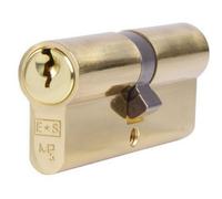 Loops 90mm Euro Double Cylinder Lock - 5 Pin Polished Brass Fire Rated Door Key Barrel