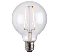 Loops 95mm GLOBE LED Filament Light Bulb CLEAR GLASS E27 Screw 2W Warm White Lamp Loops White
