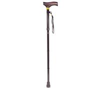 Loops Adjustable Collapsible Walking Stick With Ergonomic Wooden Handle For Comfort And Support