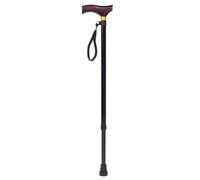 Loops Adjustable Ergonomic Walking Stick With Wooden Handle - 10 Height Options For Comfort