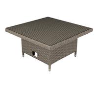 Loops Adjustable Height Garden Coffee / Dining Table - Rattan Wicker Glass Outdoor