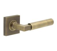Loops Antique Brass Door Handle On Square Plain Rose - Westminster Luxury Design - Solid Brass Interior Handle