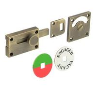 Loops Antique Brass Indicator Lock For Enhanced Privacy - Sliding Bathroom Toilet Door Bolt