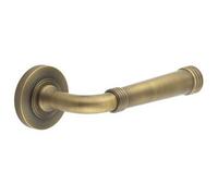 Loops Antique Brass Knurled Door Handle - Elegant & Durable - Solid Brass Interior Handle