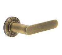 Loops Antique Brass Reeded Rose Door Handle For Elegant Interiors - Solid Brass Interior Handle