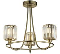 Loops Antique Brass Semi Flush Low Ceiling Light - Clear Multi Arm Glass - 3 X 6W Led E14