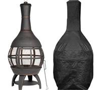 Loops Antique Bronze 360 Degree Outdoor Fire Pit With Cover Set For Cozy Evenings