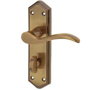 Loops Antique Bronze Suite Door Handle With Bathroom Plate For Modern Interiors - Interior Lever On Backplate