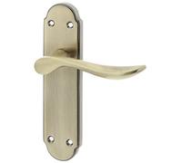 Loops Antique Bronze Suite Door Handle With Latchplate - Victorian Style - Interior Lever On Backplate